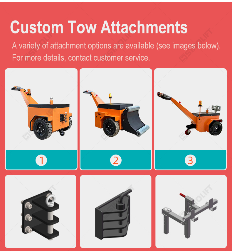 Heavy-duty electric tugger towing 6000kg trailer in manufacturing plant
