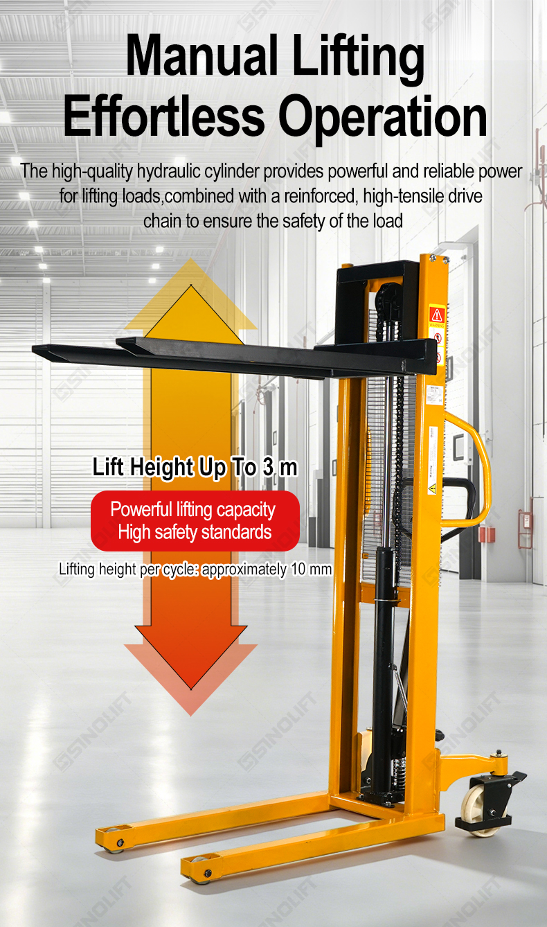 SYC Manual Hydraulic Pallet Stacker | 1.5 Ton Capacity, 3m Lift | Warehouse Hand Lift