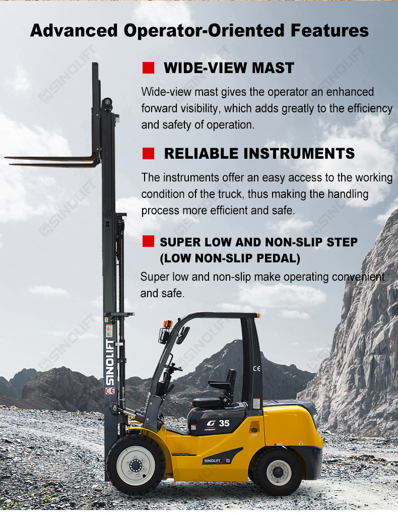 G2 forklift with overhead guard stacking goods safely with mast controls