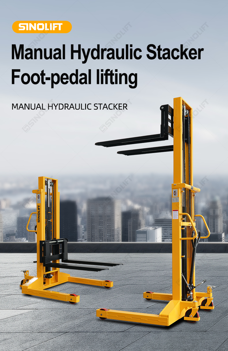 SMS-W wide-leg manual hydraulic pallet stacker with 2000kg capacity