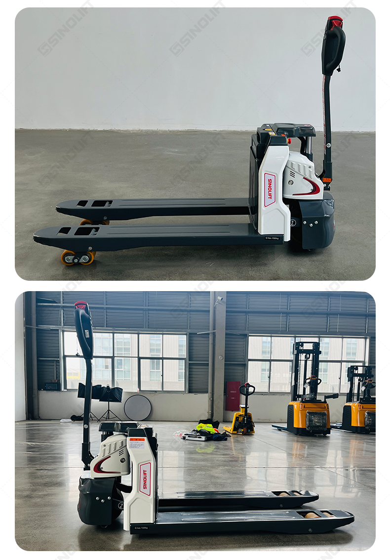 Safety certified electric pallet jack with emergency reverse stop