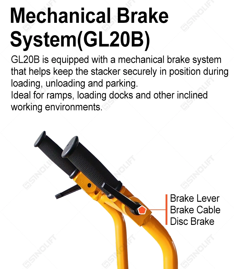 SINOLIFT GL20 Series Portable Manual Stacker – 200kg Capacity with Foldable Forks (GL20A/GL20B)