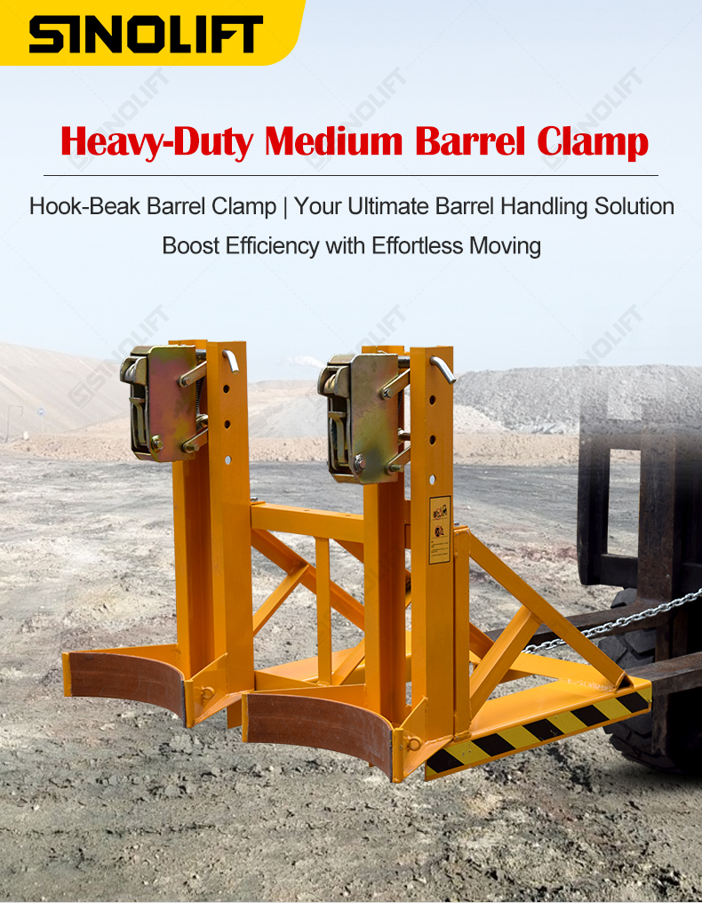 Heavy-duty barrel clamp for industrial material handling