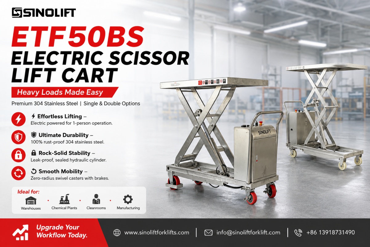ETF50BS Stainless Steel Electric Scissor Lift Cart | Single & Double Options