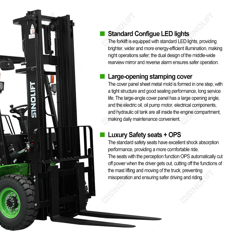 Our lithium iron phosphate battery ensures long life and reliability for your 2.0-3.8T forklift, backed by a 5-year/10,000-hour warranty for peace of mind.