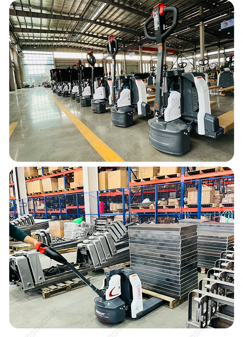 Safety certified electric pallet jack with emergency reverse stop