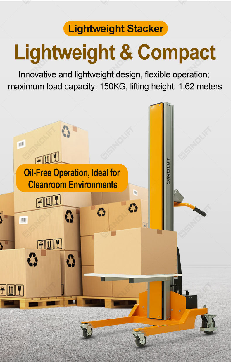 Reliable and durable electric stacker with a strong load capacity and minimal maintenance.