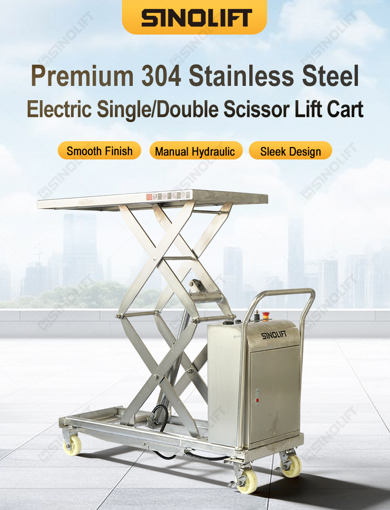 ETF50BS Stainless Steel Electric Scissor Lift Cart | Single & Double Options