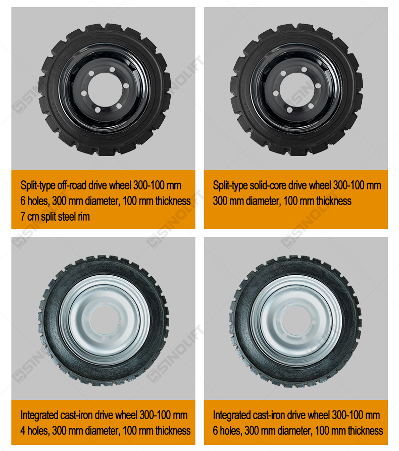 Split-type solid drive wheel for easy installation and replacement