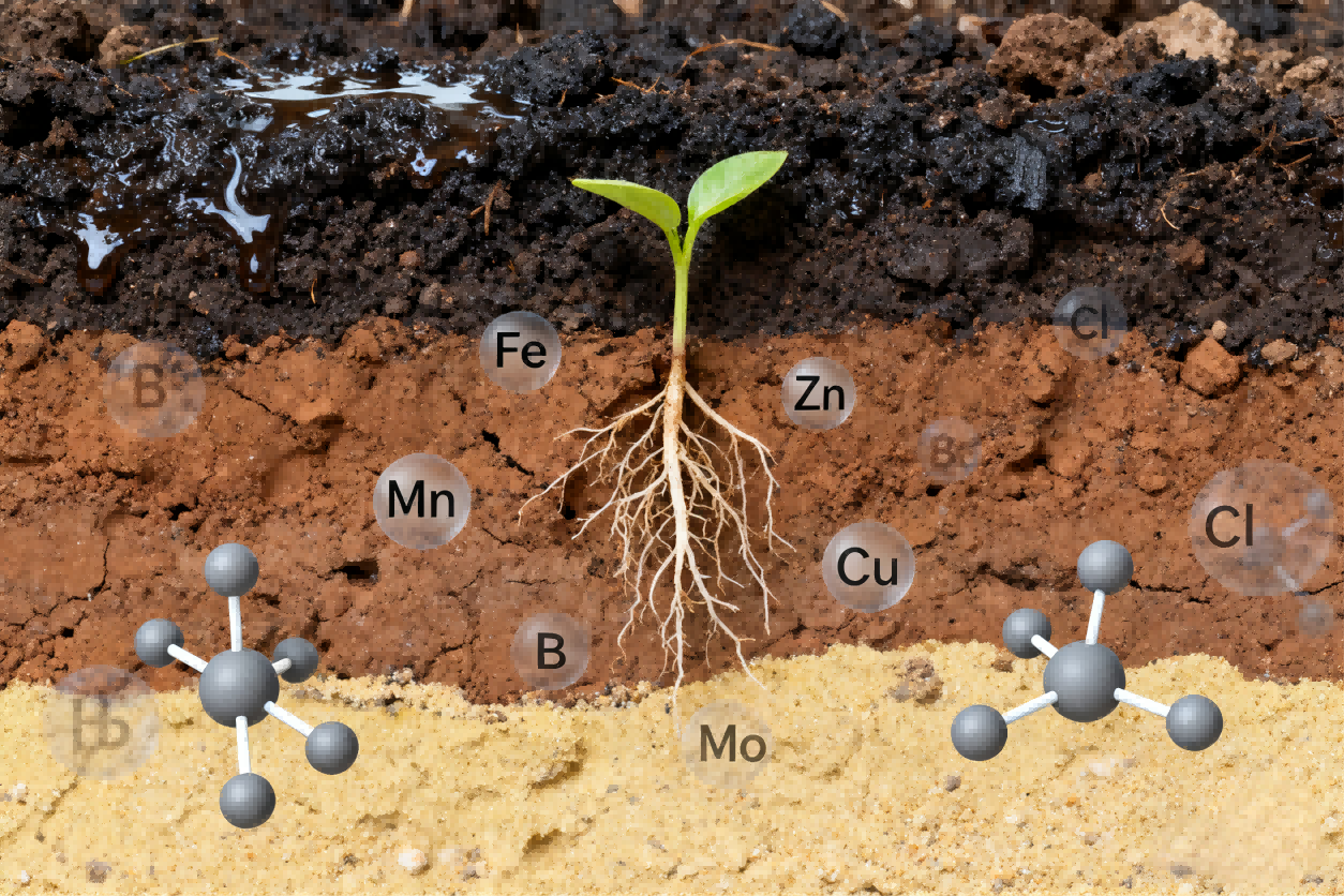 When copper toxicity in soil occurs, plant roots become dark, brittle, and less capable of absorbing water and nutrients.