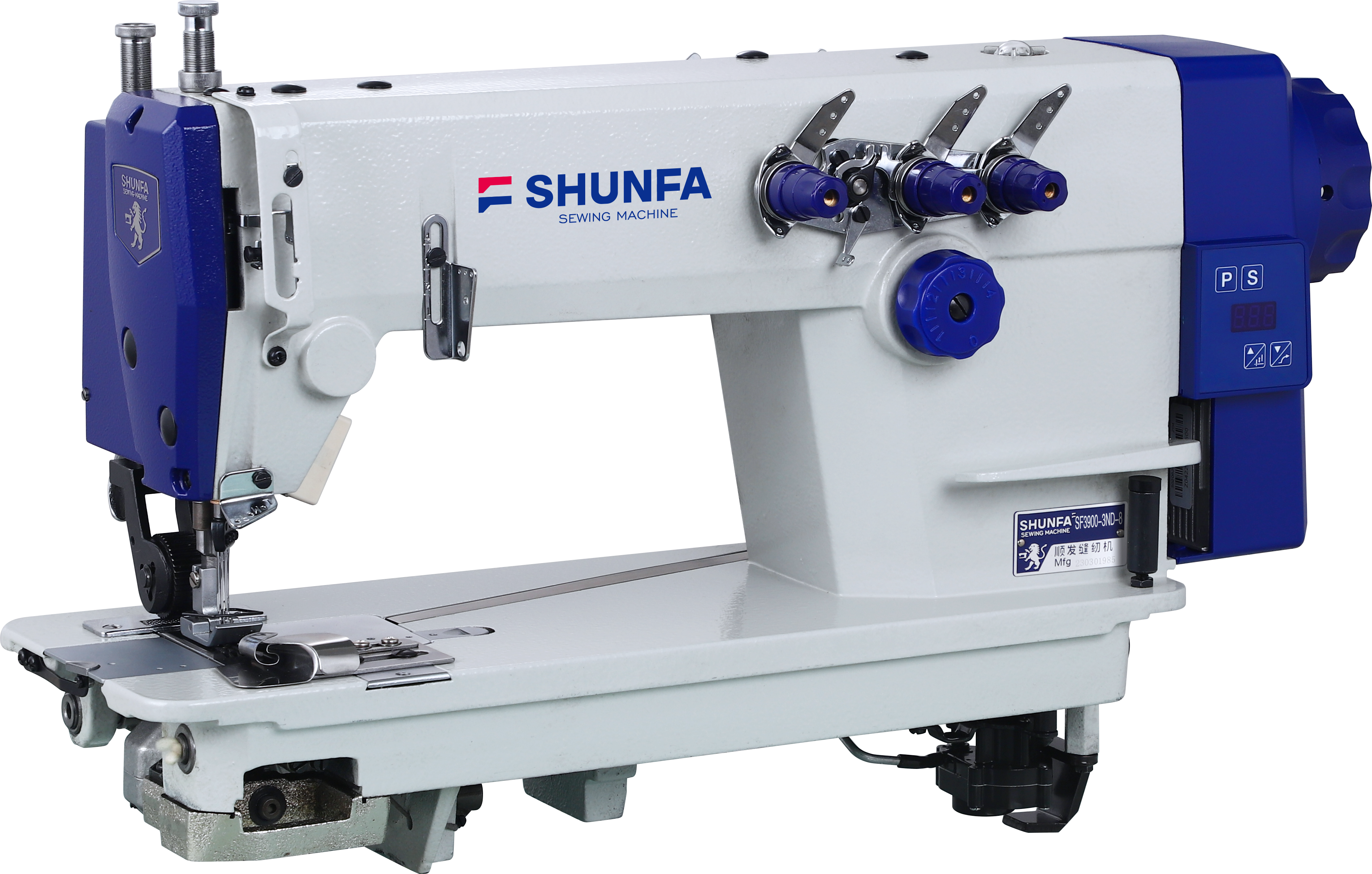 Direct drive‚ Tandem 3 needle chain stitch machine