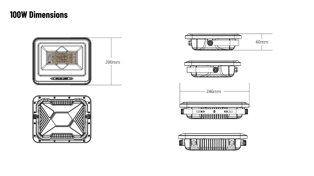 100W solar flood light