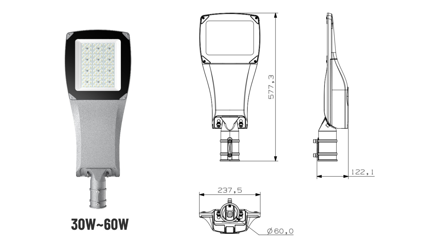 30W-60W led street light manufacturer