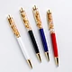 luxury pen set Custom Logo Gold Foil Metal Ball Pen 24k goldleaf Floating Golden Flakes Metal Crystal Pen with box