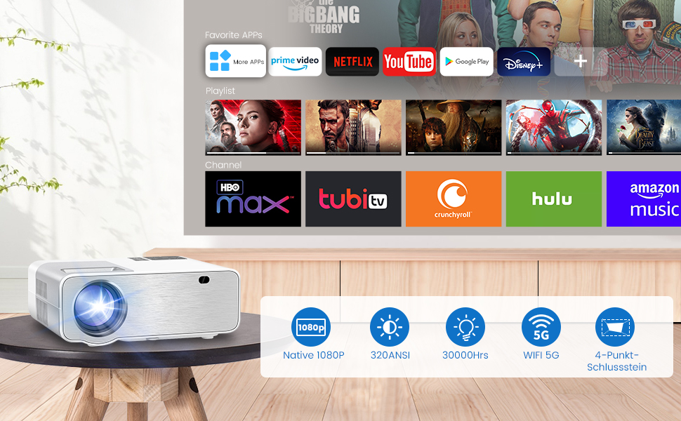 5G WIFI Bluetooth Projector