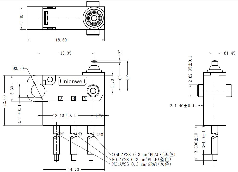 sealed micro switch drawing