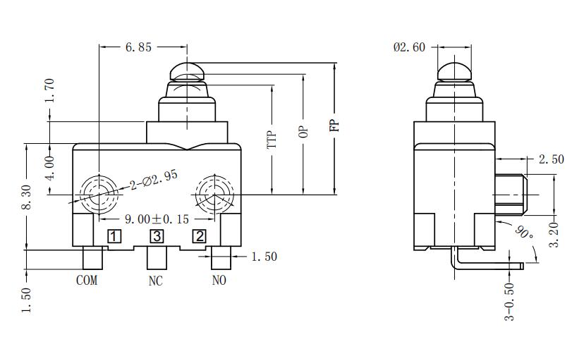 sealed micro switch drawing