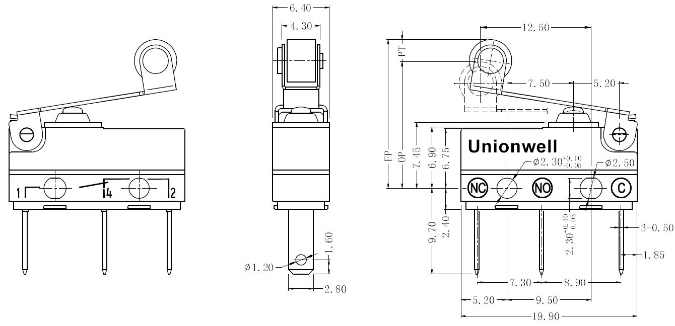 Unionwell IP67防水辊微型开关