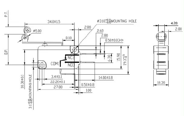 subminiature basic switch drawing