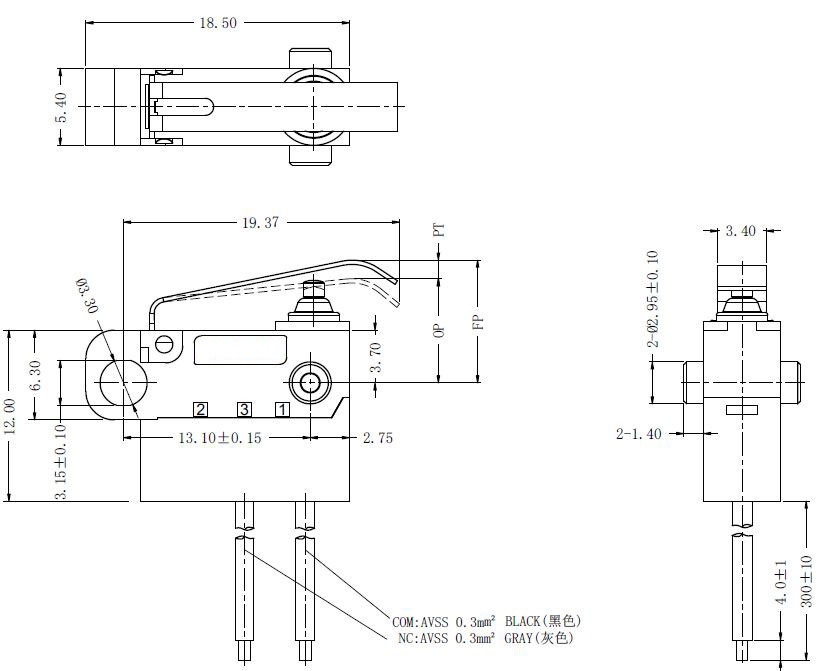 sealed micro switch drawing