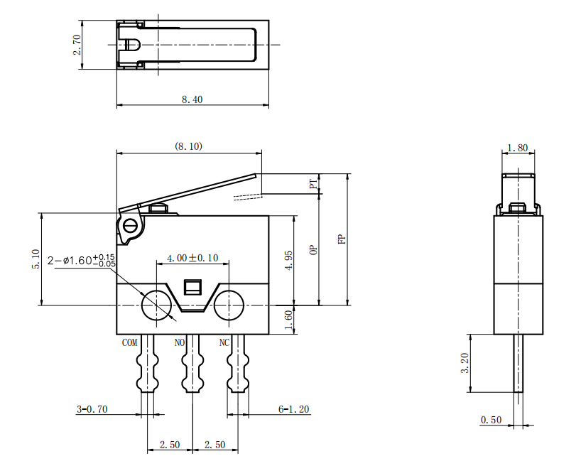 ultraminiature micro switch drawing