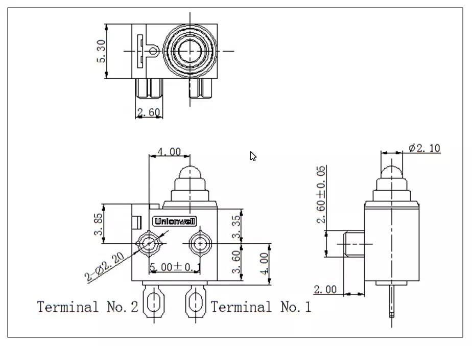G304D micro switch drawing