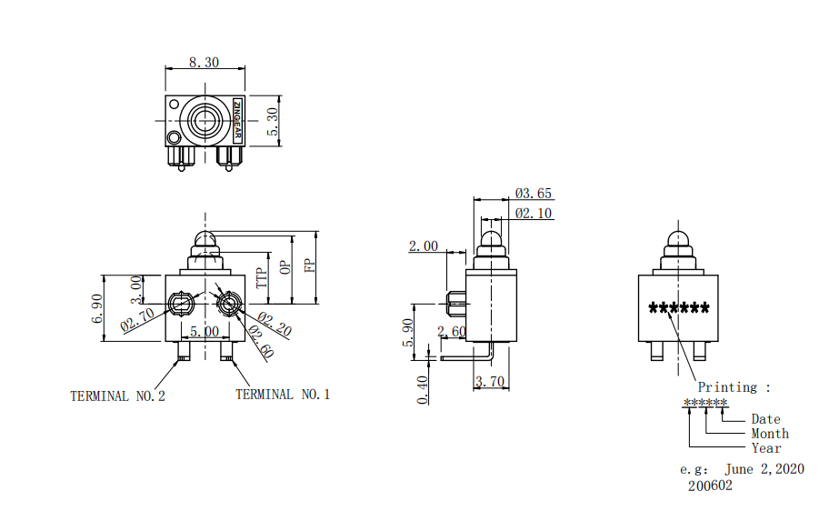 sealed micro switch drawing