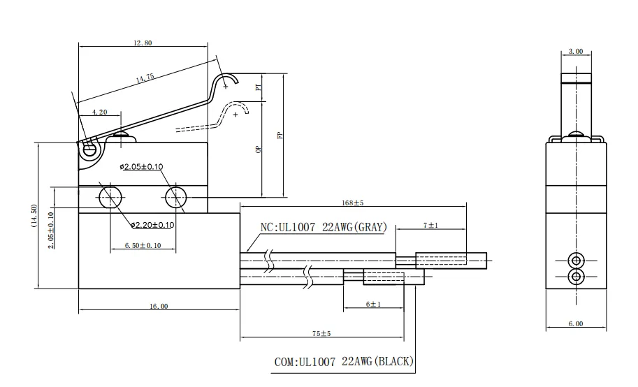 sealed micro switch drawing