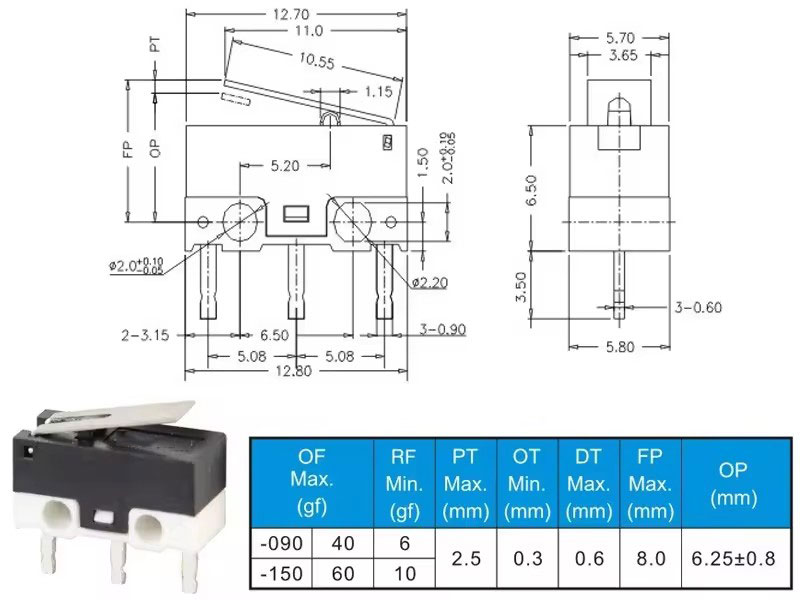 Unionwell snap action subminiature wireless micro switch
