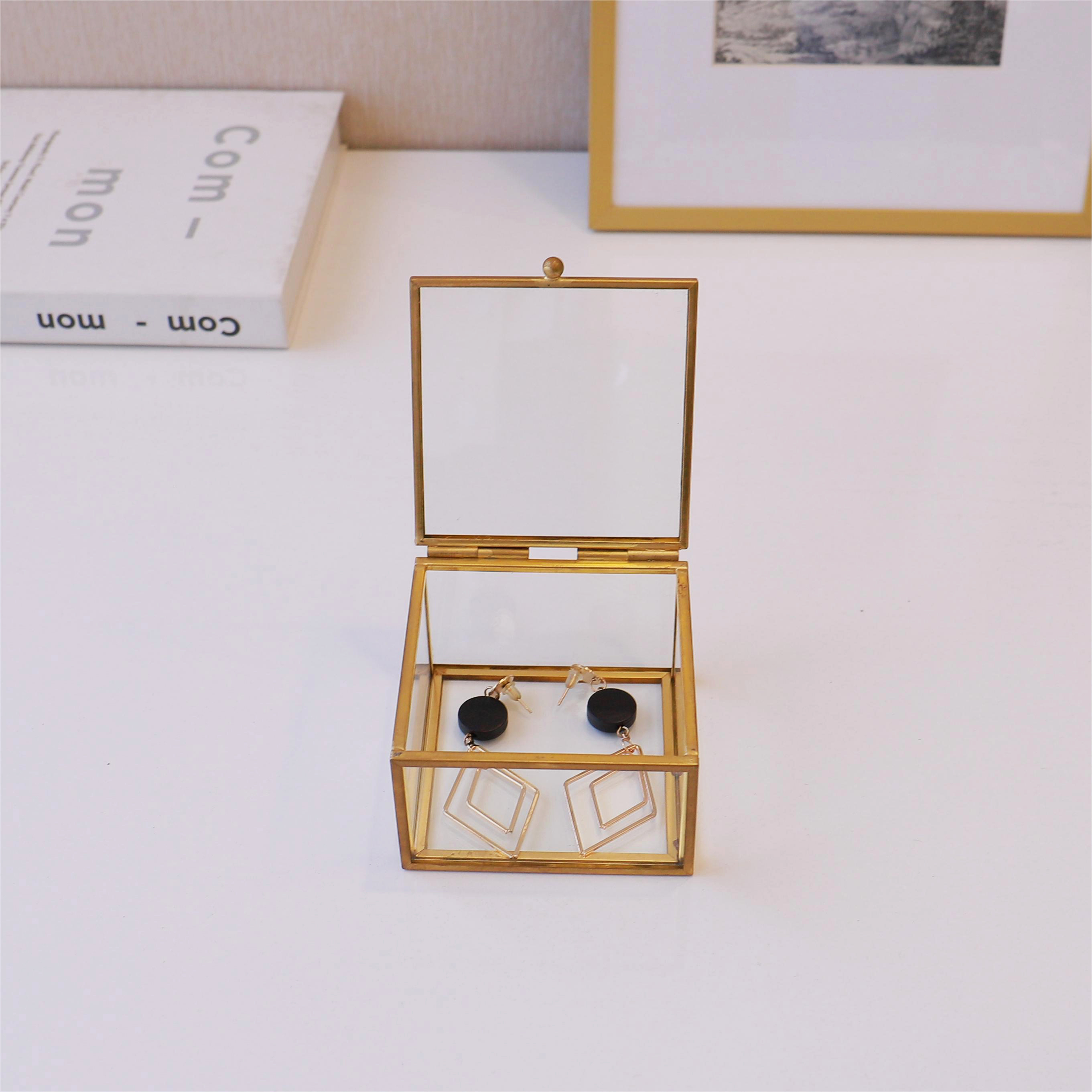 Square Glass Antique Small Jewelry Box