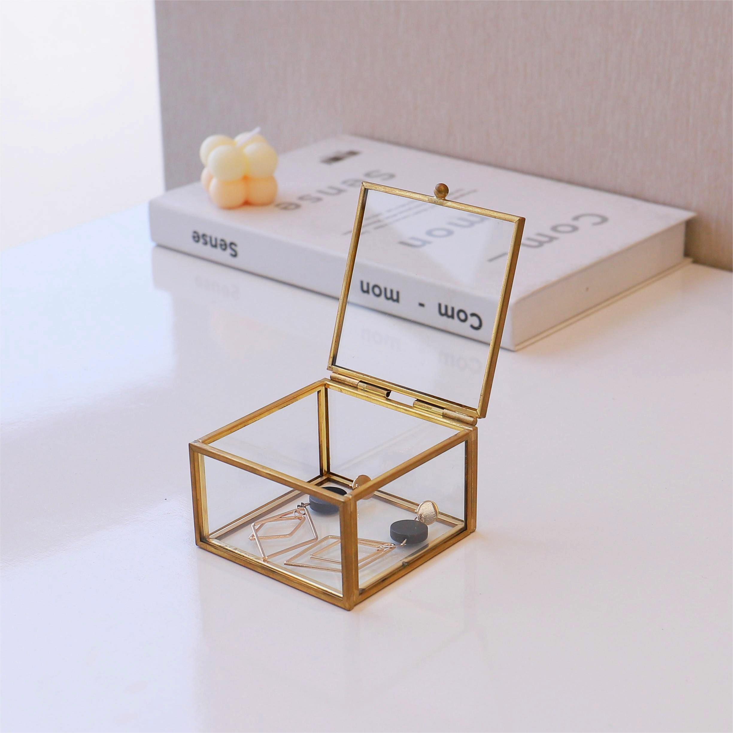 Square Glass Antique Small Jewelry Box 3