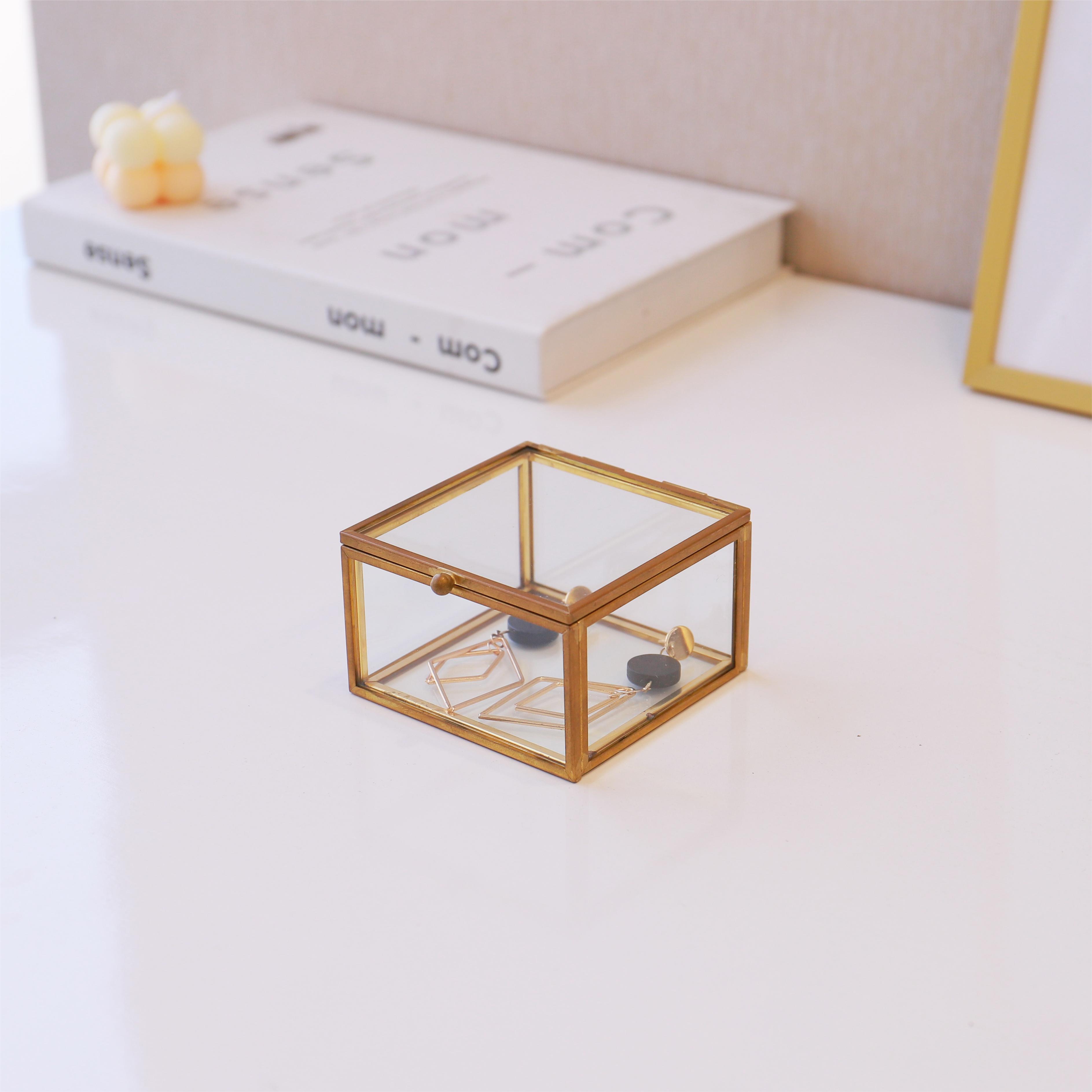 Square Glass Antique Small Jewelry Box 4