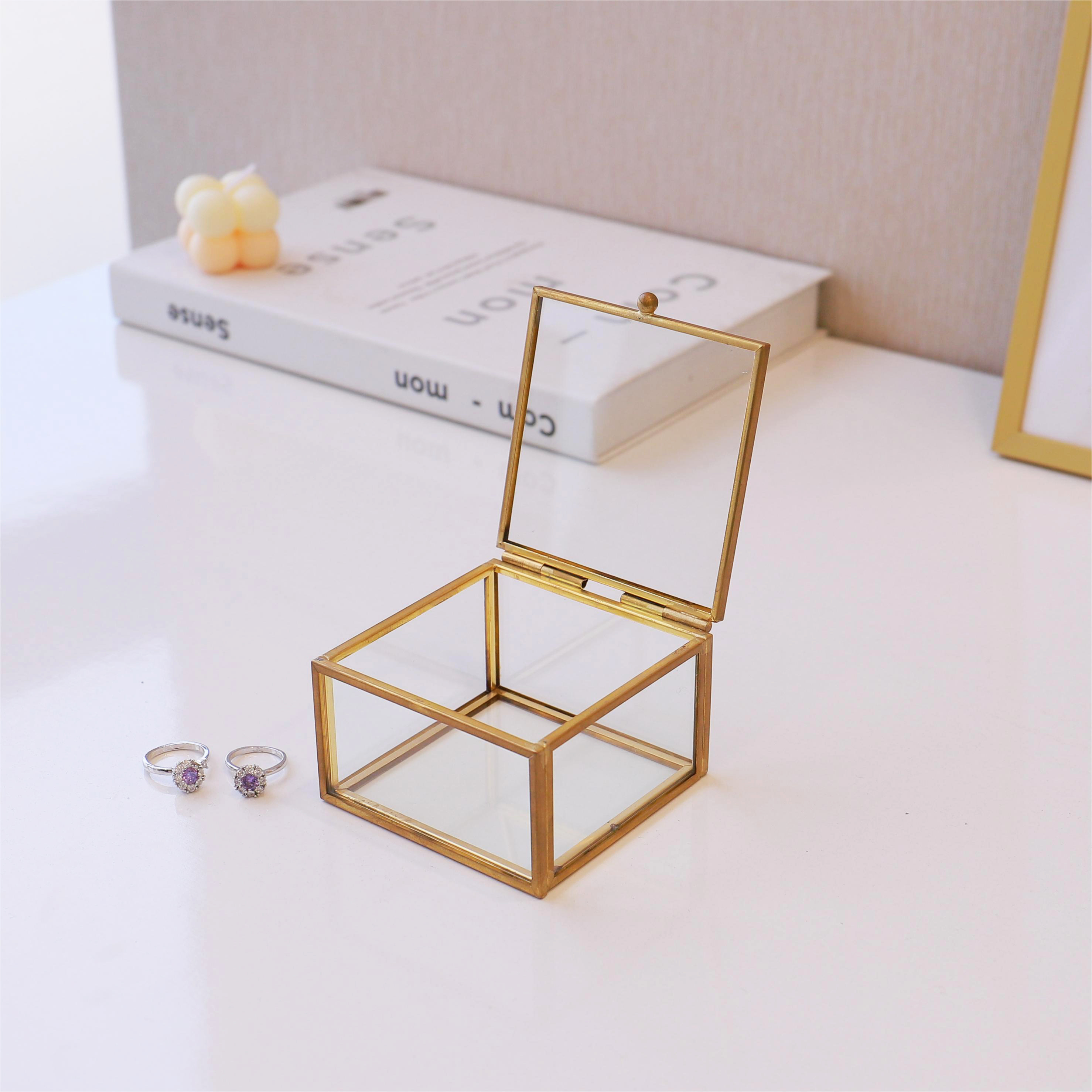 Square Glass Antique Small Jewelry Box 1