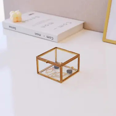 Square Glass Antique Small Jewelry Box Wholesale 1
