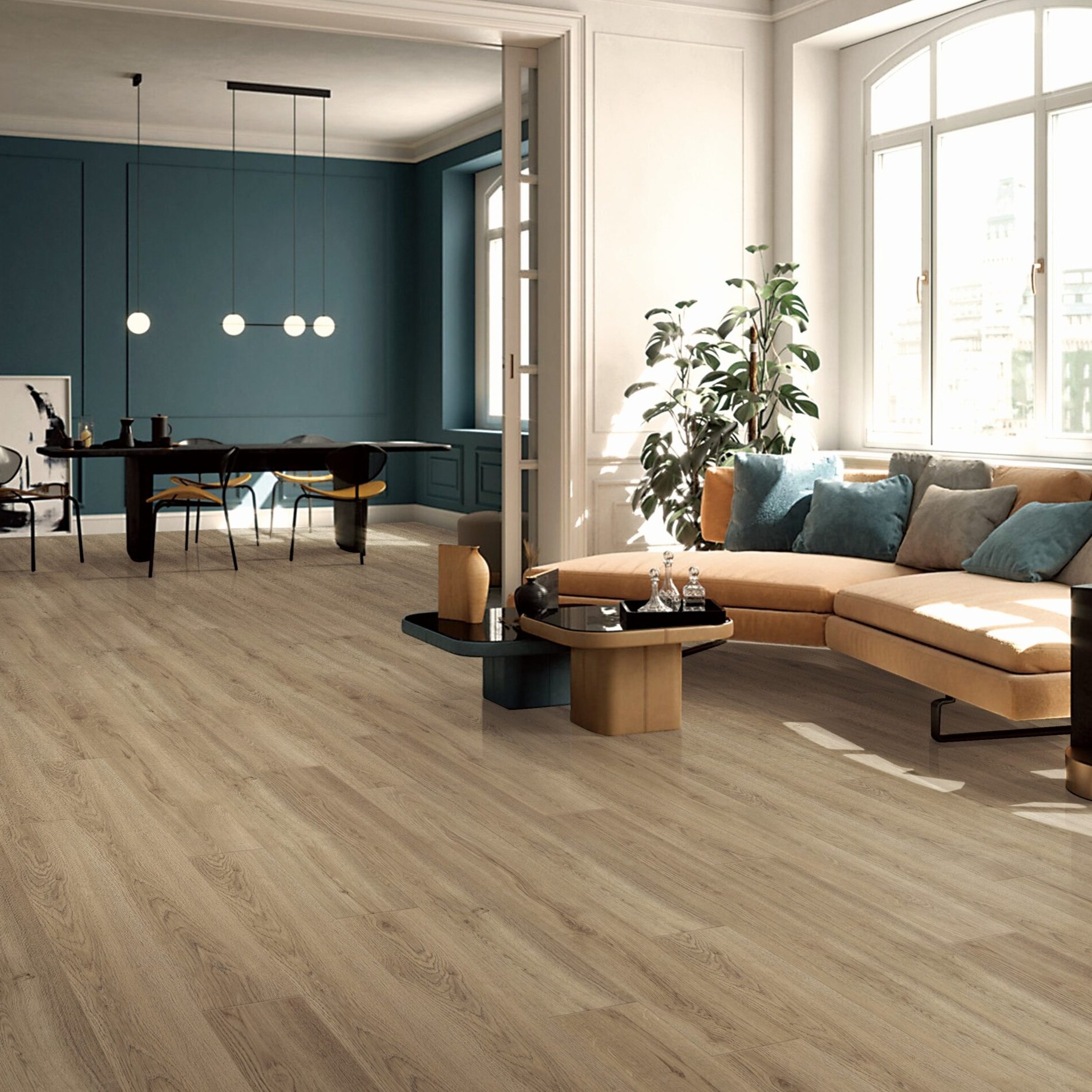 Public rubber flooring covering is scratch resistant and high quality.
