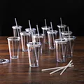 straw plastic cups