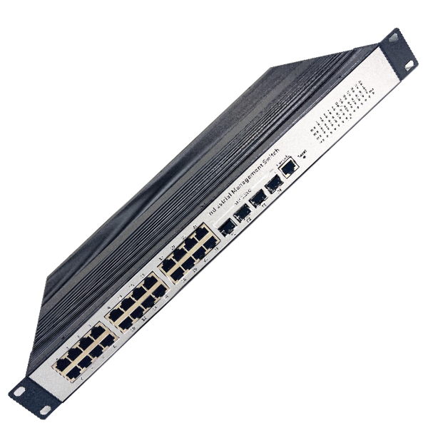 a rack-mounted industrial ring network management switch with multiple security protection functions.