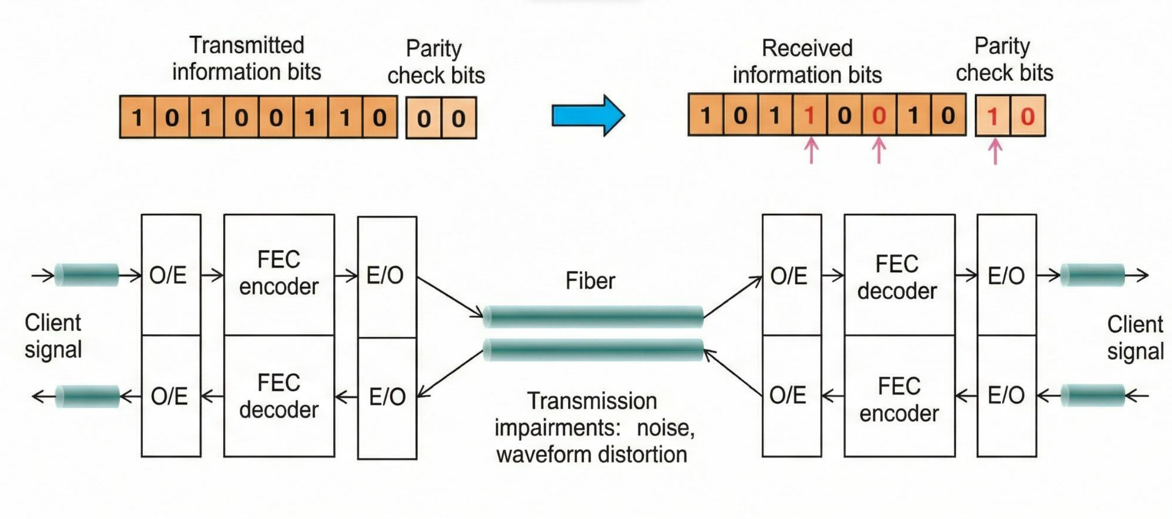 forward error correction encoding and decoding process in optical networking