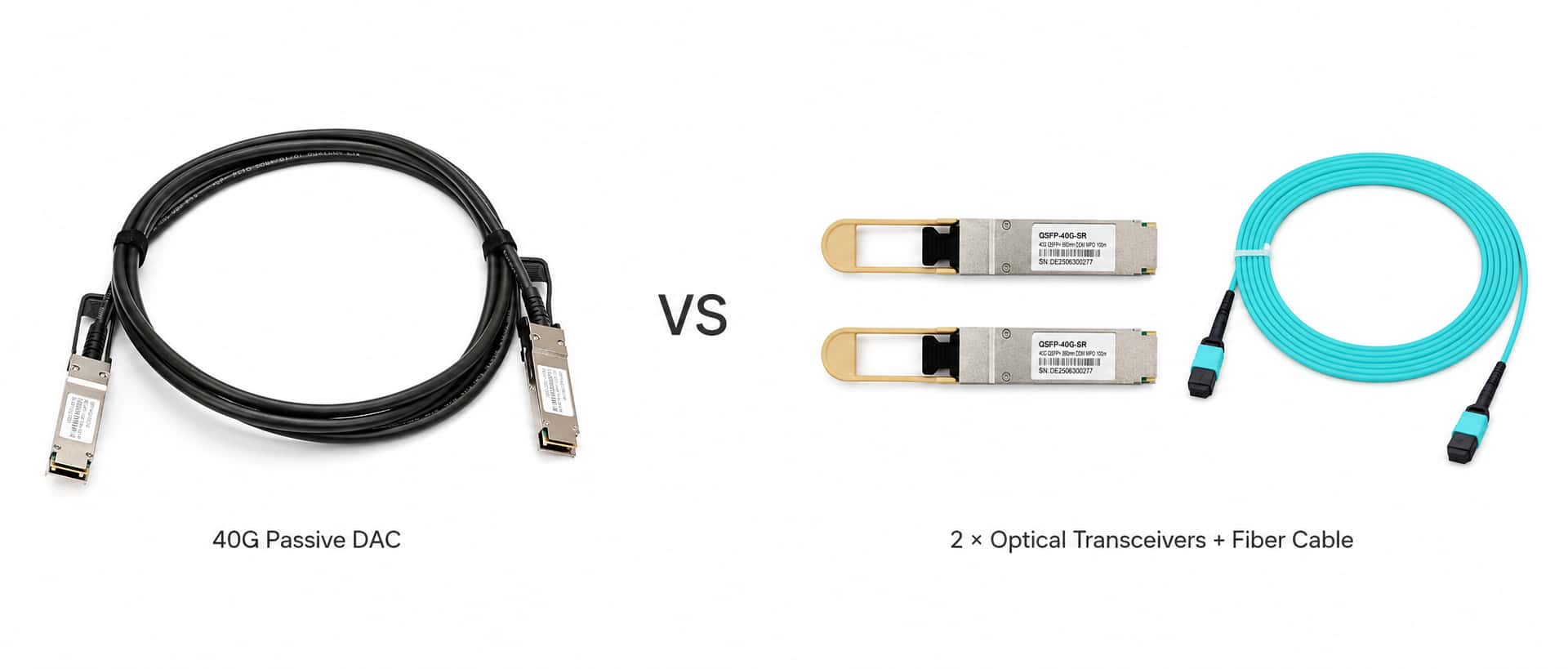 40g qsfp+ dac cable compared with optical transceivers and fiber cable