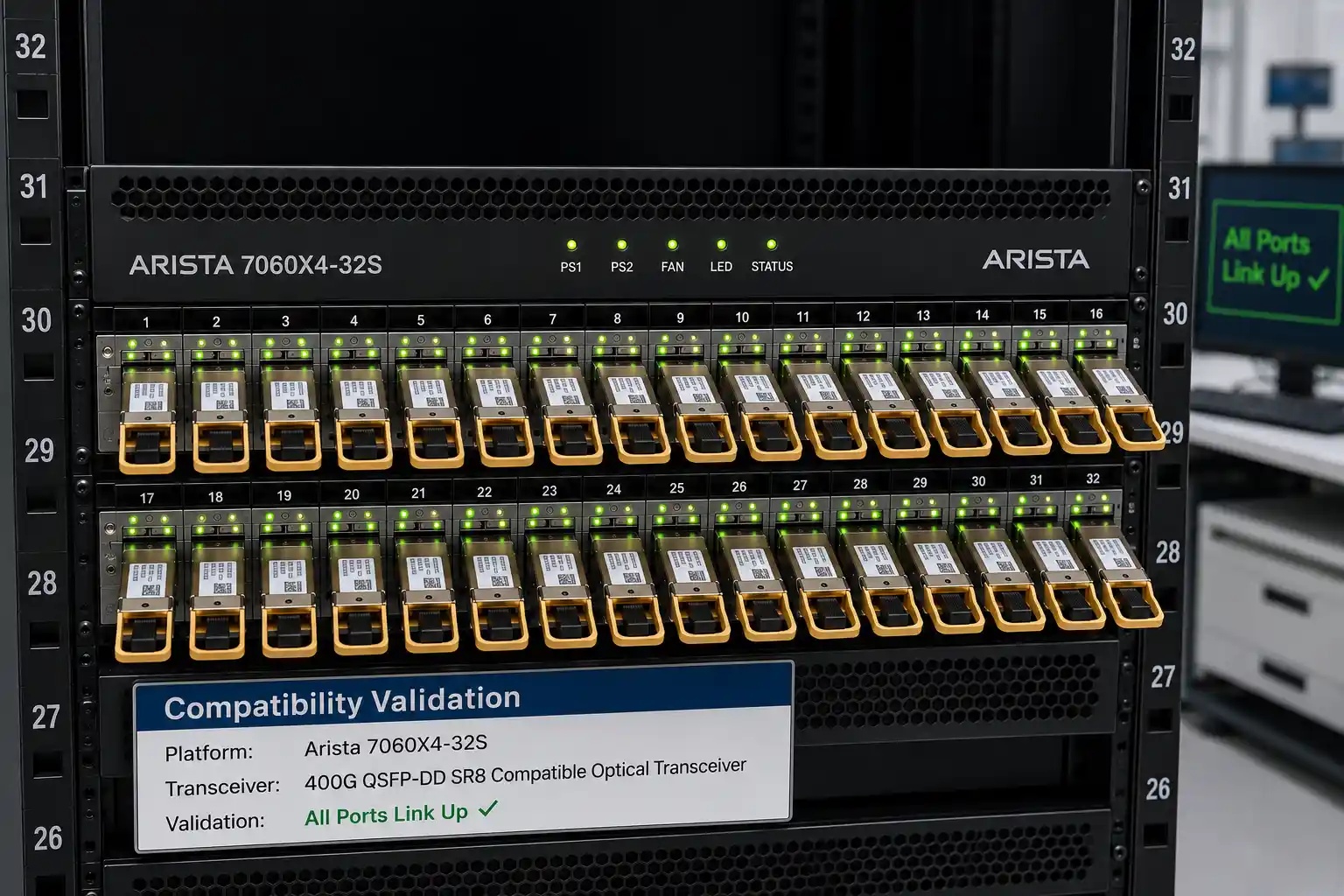 400g osfp dr4 platform validation testing on arista switch for compatibility verification