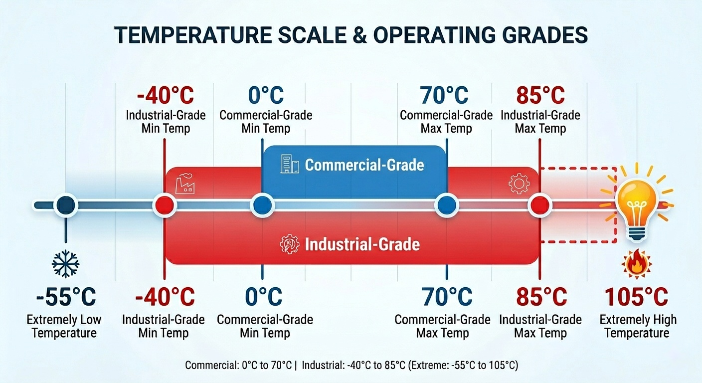industrial vs commercial optical transceiver temperature range