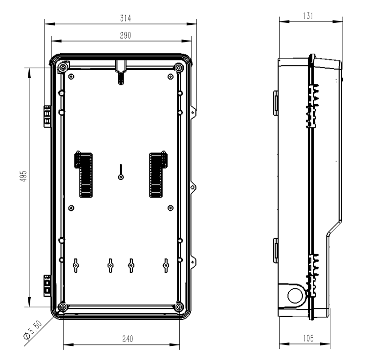 plastic three phase meter box
