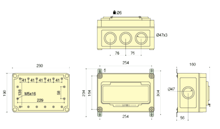 CANGO KG281916-012P waterproof socket box detail image for outdoor socket distribution CANGO KG28 Assembled Waterproof Socket Distribution Box for outdoor socket distribution