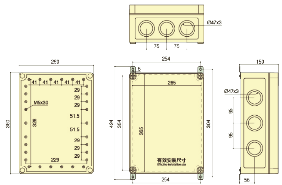 CANGO KG281916-012P waterproof socket box application image for outdoor socket distribution CANGO KG28 Assembled Waterproof Socket Distribution Box for outdoor socket distribution