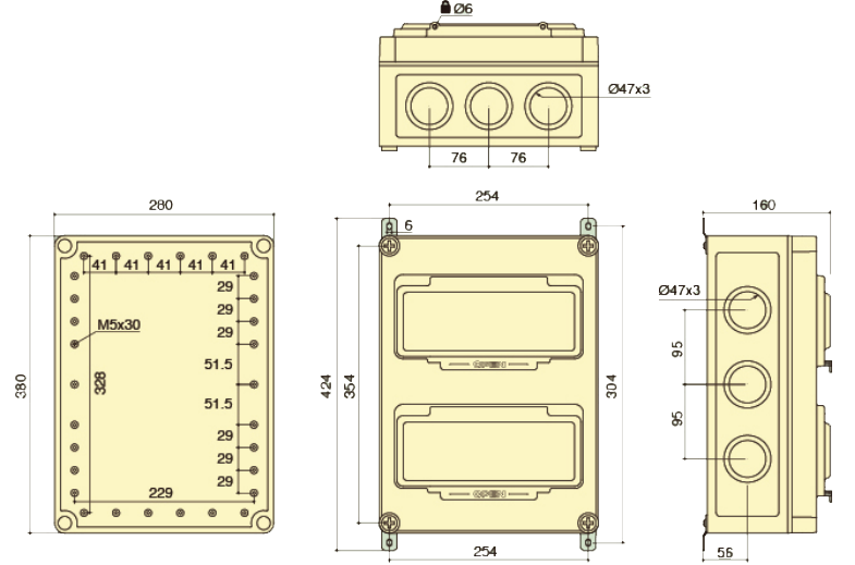 CANGO KG281916-012P waterproof socket box installation reference for outdoor socket distribution CANGO KG28 Assembled Waterproof Socket Distribution Box for outdoor socket distribution