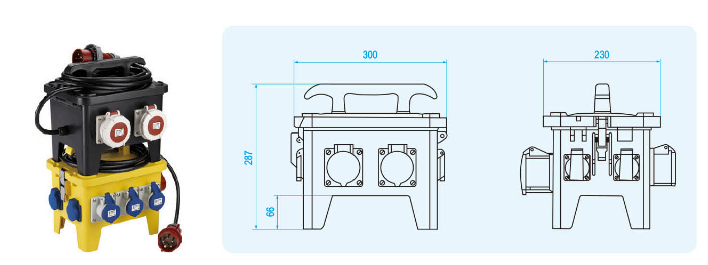 CANGO KG-12M 12-Way Mobile Distribution Socket Box for outdoor socket distribution CANGO KG-12M 12-Way Mobile Distribution Socket Box for outdoor socket distribution