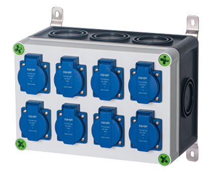 CANGO KG281916-012P waterproof socket box application image for outdoor socket distribution CANGO KG28 Assembled Waterproof Socket Distribution Box for outdoor socket distribution