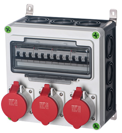 CANGO KG281916-012P waterproof socket box application image for outdoor socket distribution CANGO KG28 Assembled Waterproof Socket Distribution Box for outdoor socket distribution