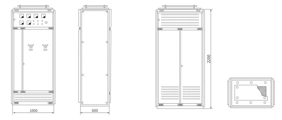 GGD ac low-voltage switchgear installation dimensions drawing