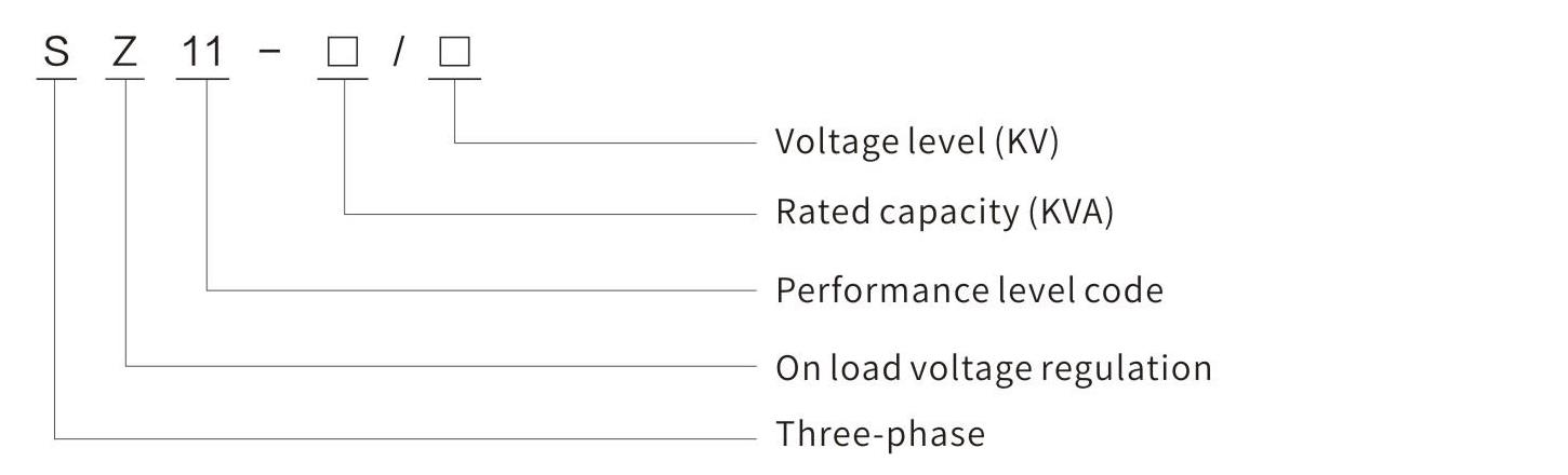SZ11 10kv and 35kv on-load tap-changing transformer model and meaning diagram